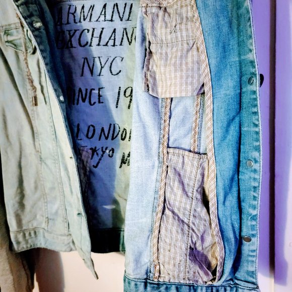 🌻 Armani Exchange 🌻 Large 🌻 Hooded Jean Sweater Jacket 🌻 Lightweight 🌻 - Picture 10 of 15